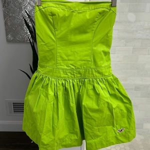 Hollister strapless chartreuse mini dress. Size.small